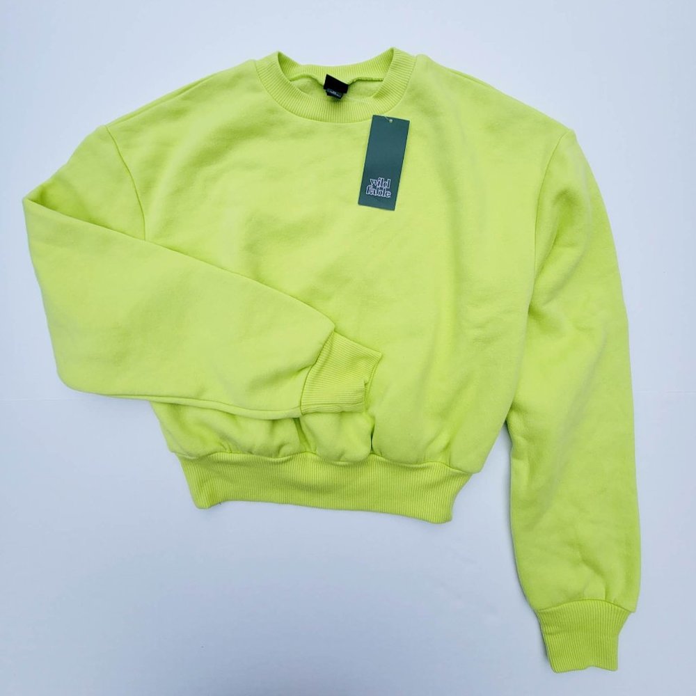 Wild Fable Women's Vibrant Lime Green Cropped Sweatshirt sz XS